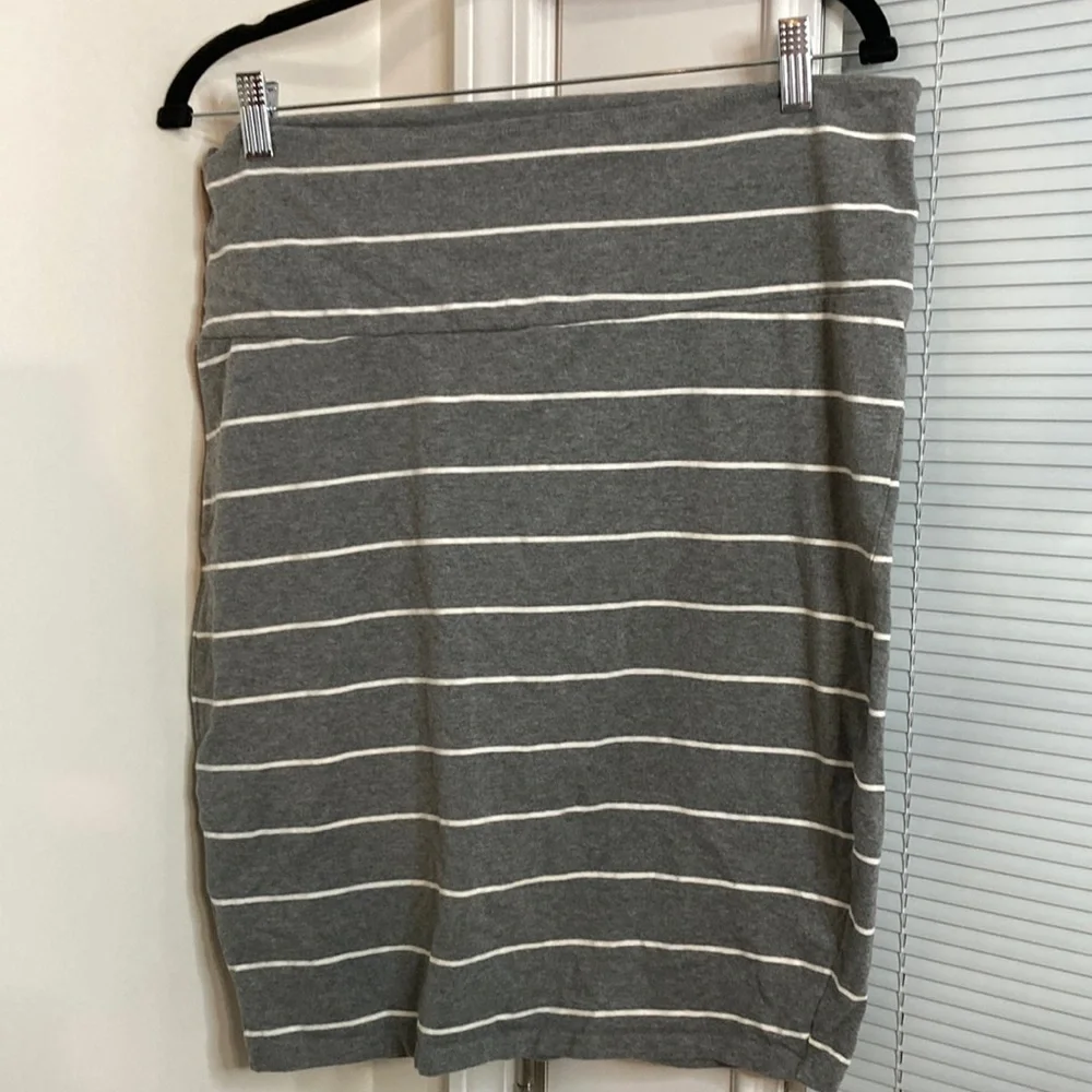 Gray and white striped skirt
